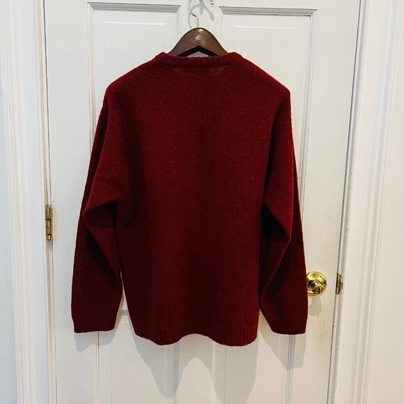 Vintage 90s J CREW Men's Shetland Wool Fisherman Crewneck Sweater Boxy Medium - Picture 4 of 16